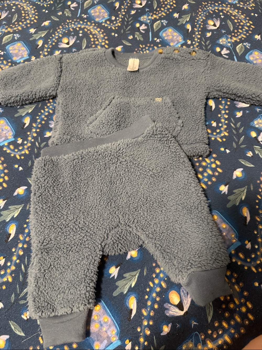 modern moments Blue Sherpa Baby Matching Set - 0-3 Months